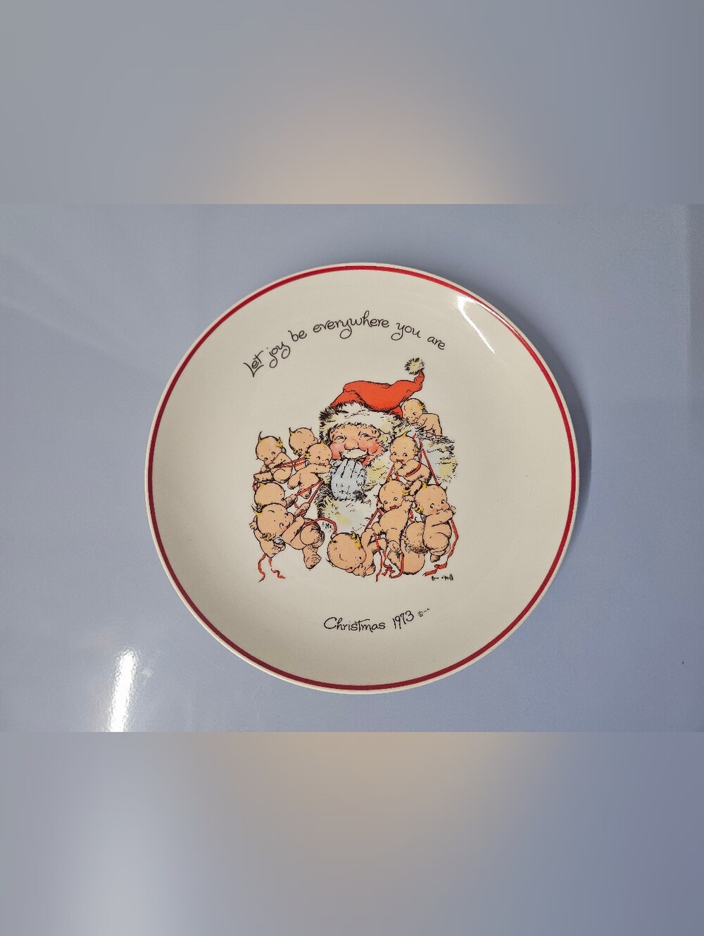 Vintage 1973 Kewpie & Santa Claus Christmas Commemorative Plate 10.5"